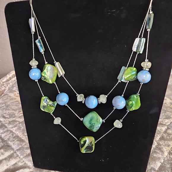 Jewelry - Multistrand silver-toned beaded neclace